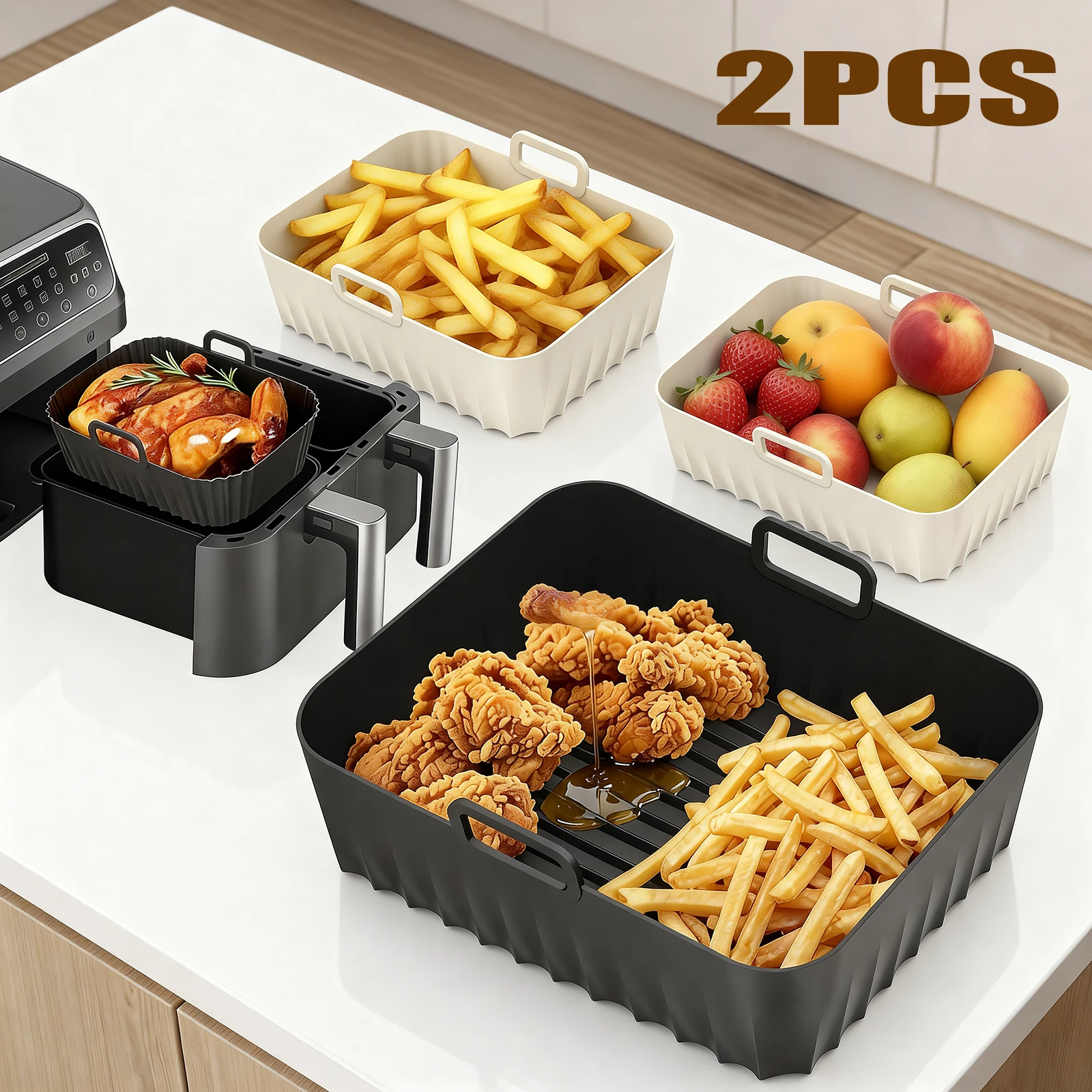 2Pcs Air Fryer Silicone Liners - Air Fryer Silicone Pot Liner ulasan dan harga