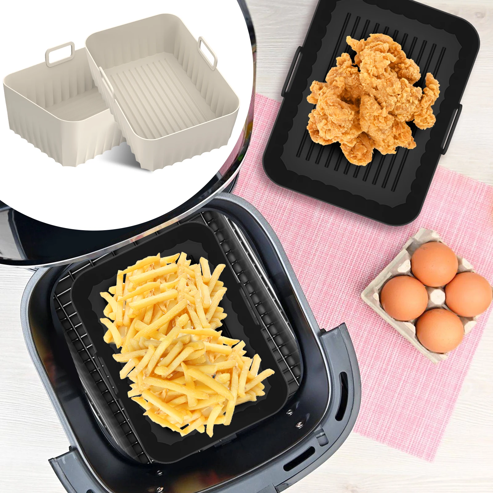 2Pcs Air Fryer Silicone Liners - Air Fryer Silicone Pot Liner ulasan dan harga